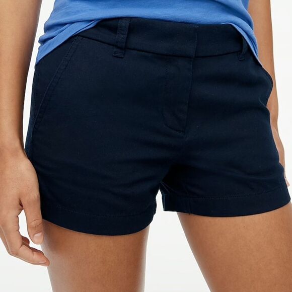 J.Crew Broken-In Chino Navy Blue 3-inch Shortie Cotton Shorts Women's Size 8 - Picture 2 of 7